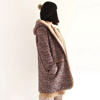 Eva Fashion Melange Fleece-lined Hooded Coat