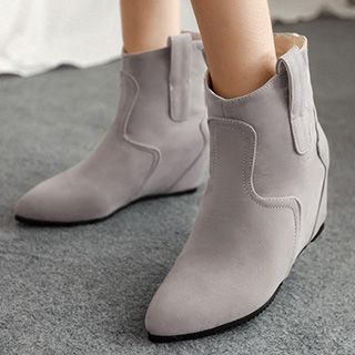 Gizmal Boots Faux Leather Hidden Wedge Ankle Boots