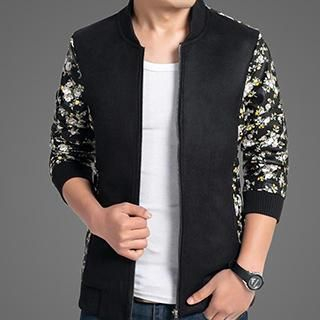 Besto Floral-Sleeve Zip Jacket