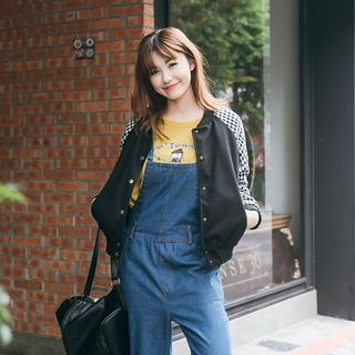 Tokyo Fashion Houndtooth Panel Baseball Jacket