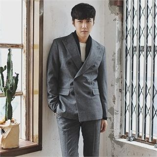 MITOSHOP Peaked Lapel Double-Breasted Jacket