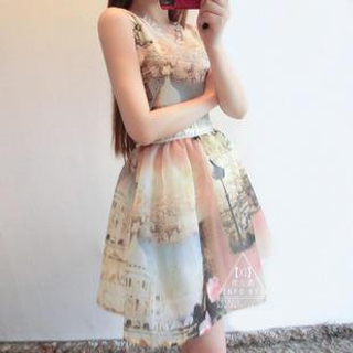 Angel Shine Organza Printed Tank Dress