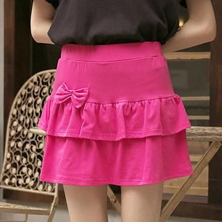 Tokyo Fashion Bow-Accent Layered Skirt