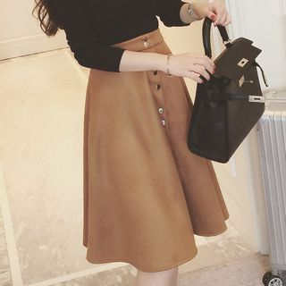 Colorful Shop Suede Midi Skirt