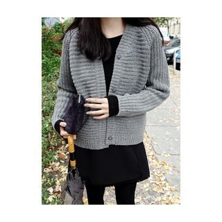 maybe-baby Hidden-Button Chunky-Knit Cardigan