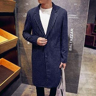 LC Homme Striped One-Button Coat