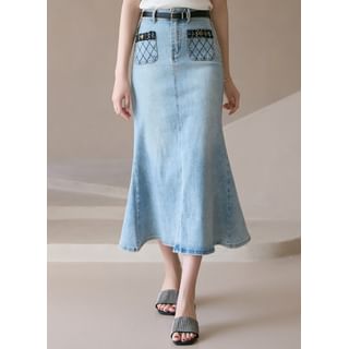 Pocket Denim Long Mermaid Skirt