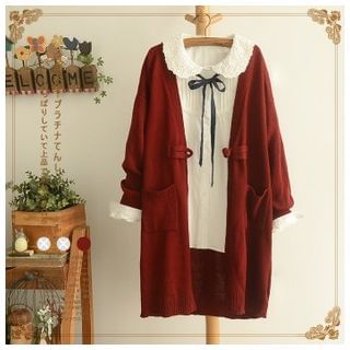 Angel Love Chinese Knot Button Chunky Cardigan