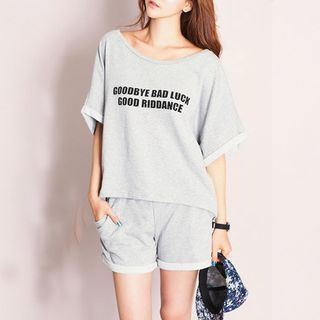Fairy Essential Set: Loose Fit Lettering T-Shirt + Shorts
