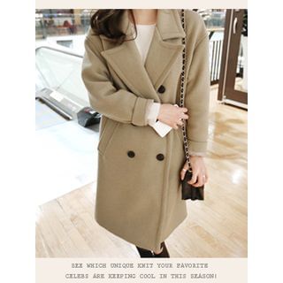 hellopeco Double-Breasted Wool Blend Coat