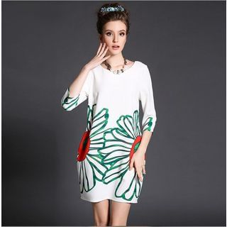 Ovette 3/4-Sleeve Print Dress