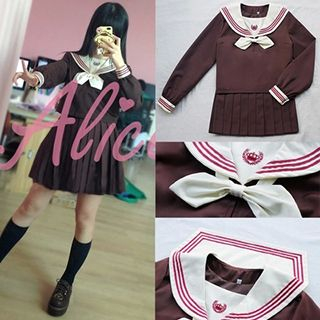 GOGO Girl School Uniform Party Costume Shirt / Pleated Skirt