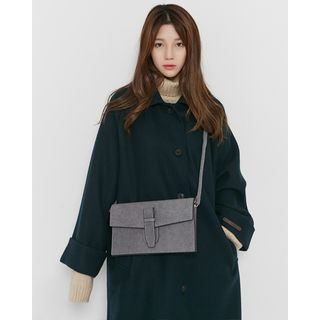 Someday, if Detachable-Lapel Single-Breasted Wool Blend Coat