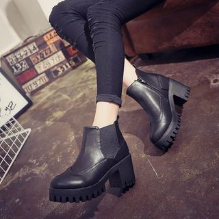 Chryse Platform Block Heel Zip-up Ankle Boots