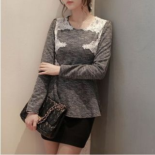 Everose Long-Sleeve Lace-Panel Top