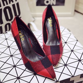 Crystella Check Pointy Pumps