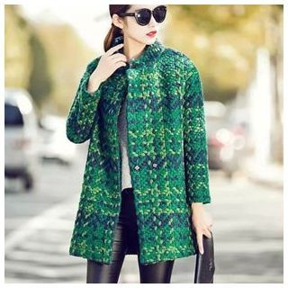 TOJI Wool Blend Patterned Snap-Buttoned Coat