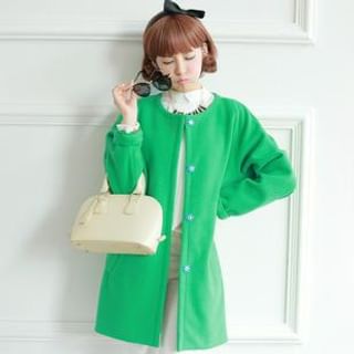 Chuvivi Collarless Snap-Button Coat