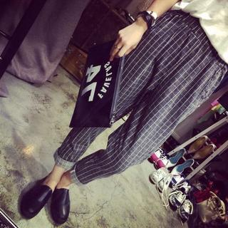 Kikiyo Band-Waist Check Harem Pants