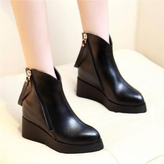 Glamkicks Genuine Leather Hidden Wedge Ankle Boots