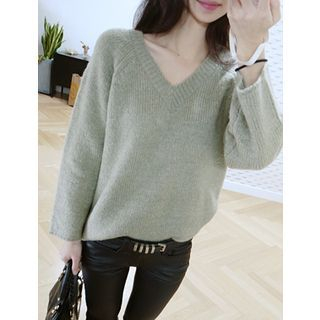J.ellpe V-Neck Wool Blend Sweater