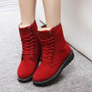 Solejoy Fleece-Lined Lace-Up Short Boots