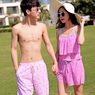 Little Dolphin Couple Set: Print Bikini + Playsuit / Swim Shorts