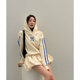 Letter Stripe Hoodie Bubble Minidress