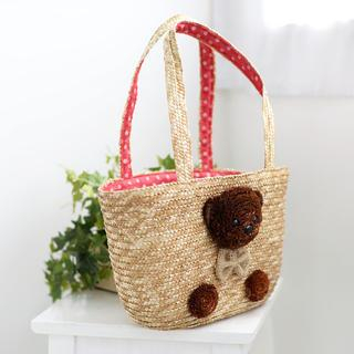 Bear Accent Straw Bag Beige - One Size