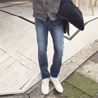 MITOSHOP Washed Slim-Fit Jeans