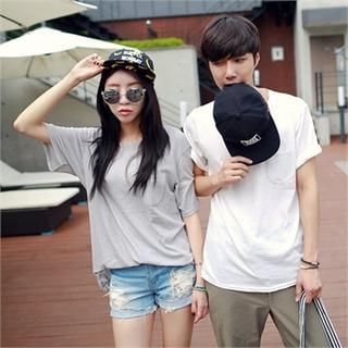 MITOSHOP Round-Neck Pocket-Front T-Shirt