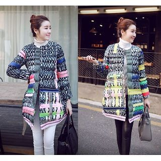Romantica Printed Buttoned Padded Coat