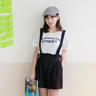Tokyo Fashion Smock-Waist Suspender Shorts
