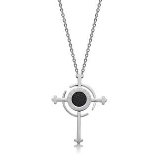Kenny & co. Black Carbon Fiber Cross Pendant with Necklace Silver - One Size