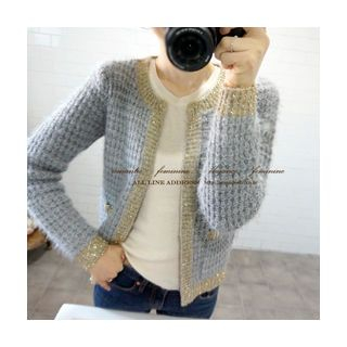 LEELIN Glittered Tweed Cardigan