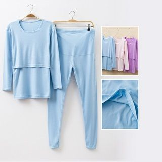 Mamaladies Pajama Set: Maternity Top + Pants
