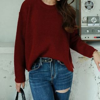 Jolly Club Plain Slit-Side Sweater
