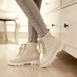 Colorful Shoes Studded Lace Up Short Boots