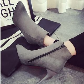 QQ Trend Pointy High-heel Zip Ankle Boots