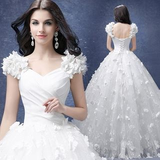 Angel Bridal Rosette Ball Gown Wedding Dress