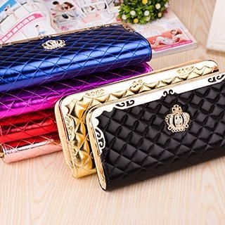 Pennyshine Faux-Leather Crown-Accent Quilted Wallet