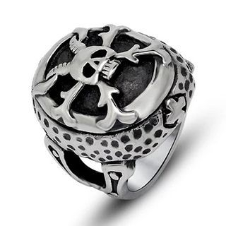 Andante Titanium Steel Skull Ring
