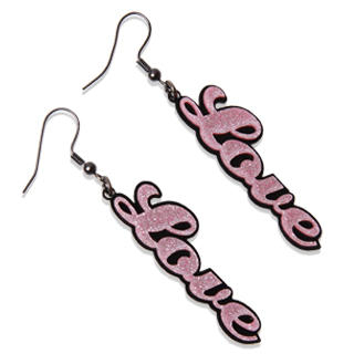 Sweet & Co. Sweet Pink Glitter Love Dangle Earrings