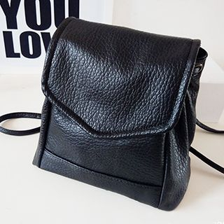 TZ Drawstring Faux Leather Backpack