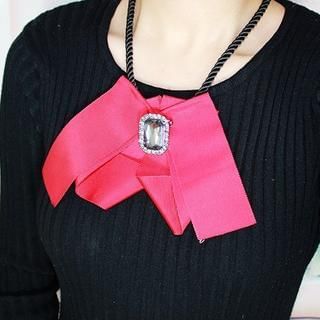 Ticoo Gemstone Ribbon Statement Necklace