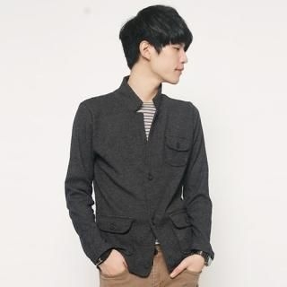 Mandarin-Collar Knit Jacket