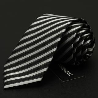 Romguest Striped Neck Tie Black, White - One Size