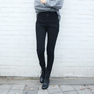 Envy Look High-Waist Brushed-Fleece Skinny Jeans