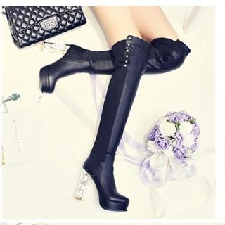 JY Shoes Platform Chunky Heel Over the Knee Boots