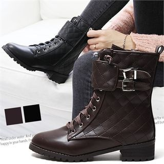 Reneve Lace-Up Quilted Short Boots